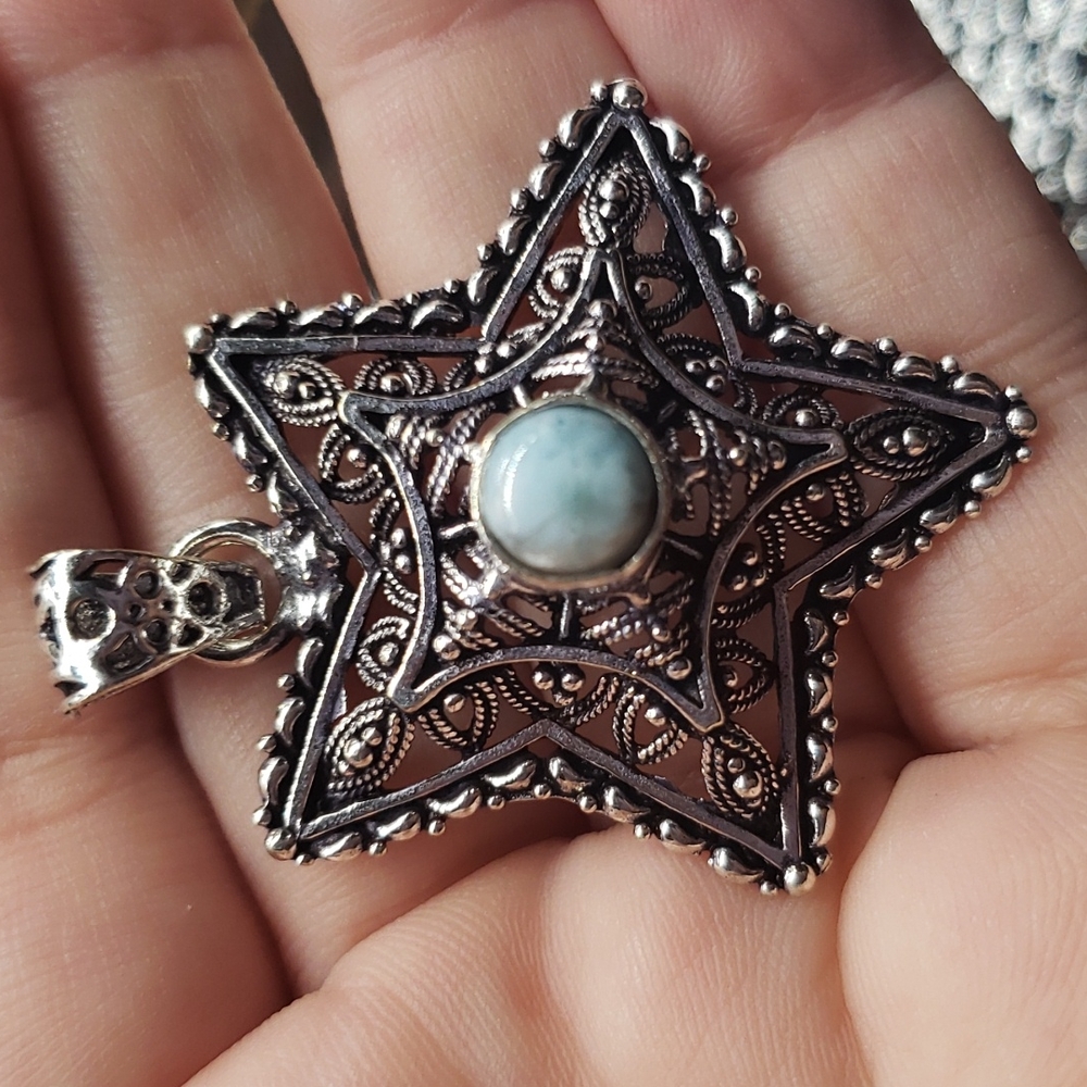 Larimar Star Pendant - Picture 3 of 4